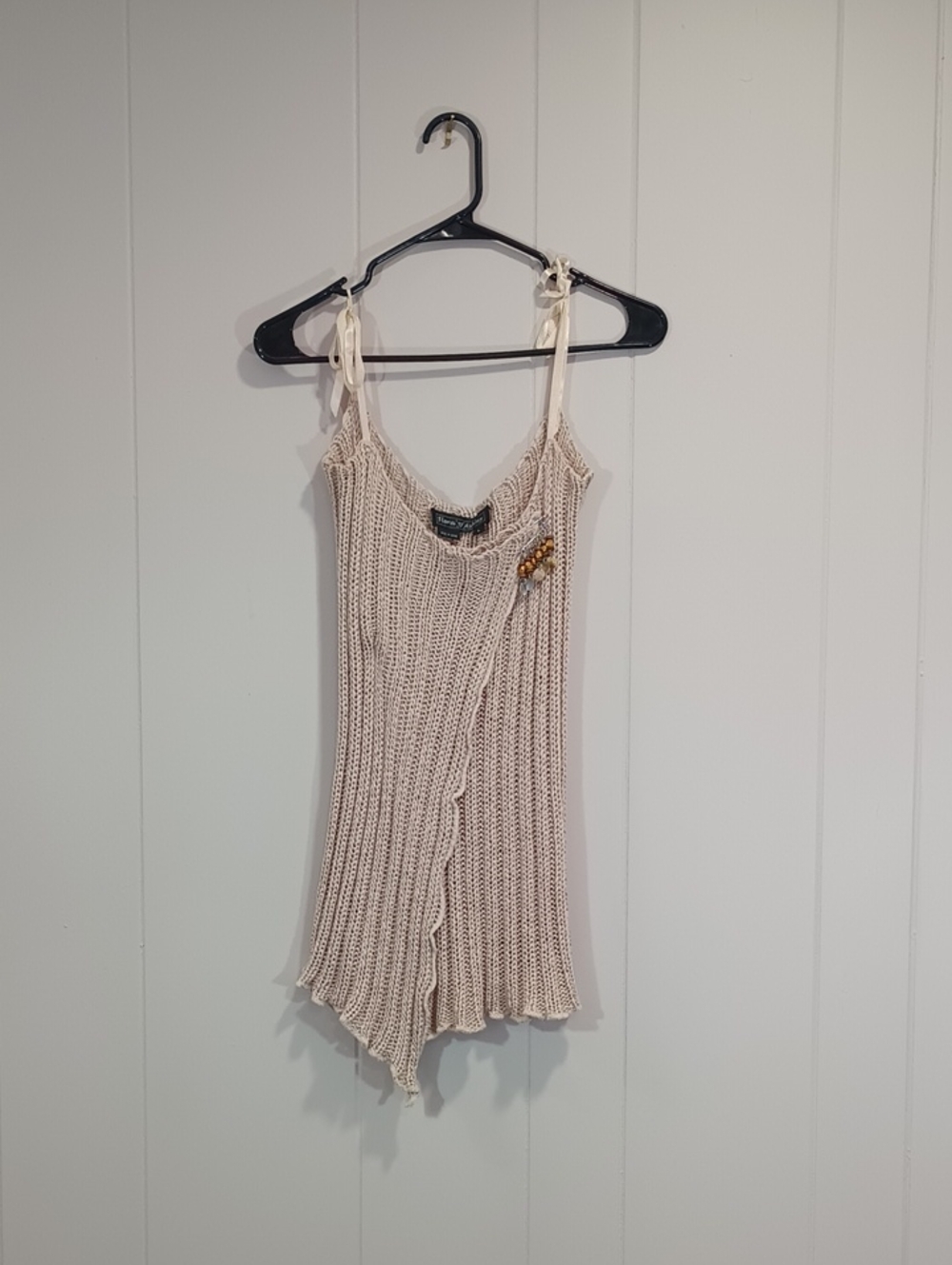 Flora Ashley Blush Pink Crochet Mini Dress with Decorative Pin Closure